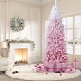thumbnail image 4 of CazToi 7.5ft Artificial Pencil Christmas Tree Pink Gradient Pre-Lit Snow Flocked Xmas Tree for Home Office Party, 4 of 12