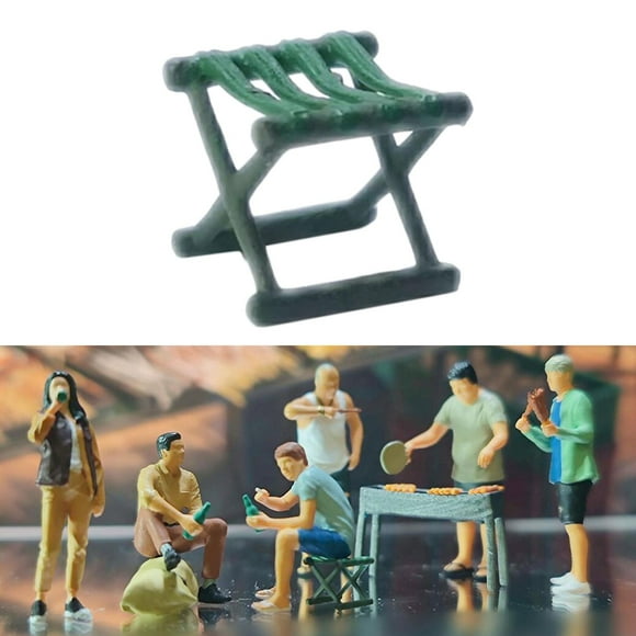 Taburete plegable pequeño a escala 1:64, accesorios de película, diseño de Micro paisaje, adorno de escritorio de jardín de hadas de calibre S