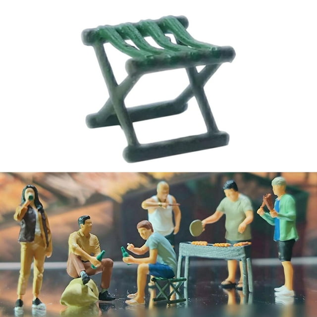 Taburete plegable pequeño a escala 1:64, accesorios de película, diseño de Micro paisaje, adorno de escritorio de jardín de hadas de calibre S