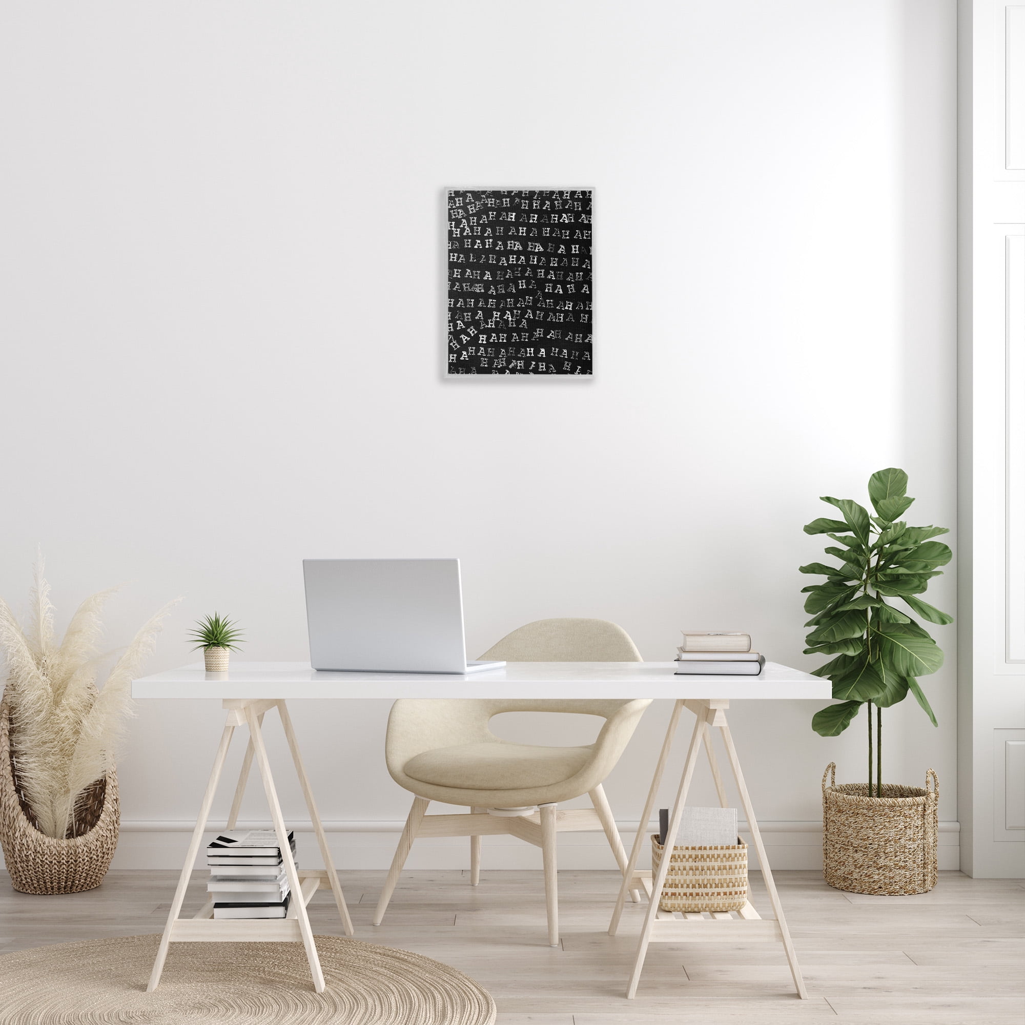 Stupell Industries Haha Typography Pattern Abstract Painting Gray Framed Art Print Wall Art, 16 x 20