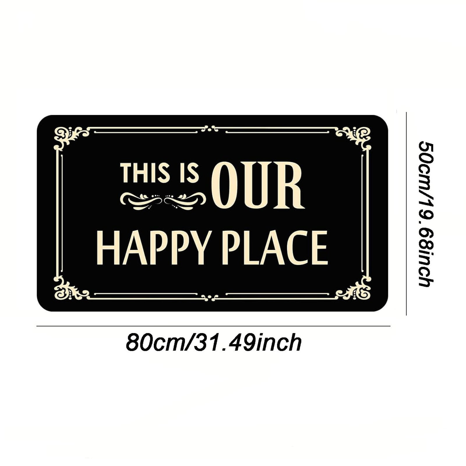 Welcome Mat with This Is My Happy Place Text and Crystal Velvet Material Indoor Door Mat for High Traffic Areas Absorbent Floor Mat for Entryway and Home Entrance Decor