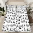 thumbnail image 2 of Homewish Western Rustic Cabin Full Size Sheets for Child, Jungle Bear Wildlife Bed Sheets, Black Cartoon Tree Sheet Sets, Breathable Home Decor, 4-Piece, 2 of 7