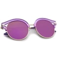 thumbnail image 5 of zeroUV - Round Transparent Half-Frame Cutout Mirror Flat Lens Cat Eye Sunglasses 51mm - 51mm, 5 of 5