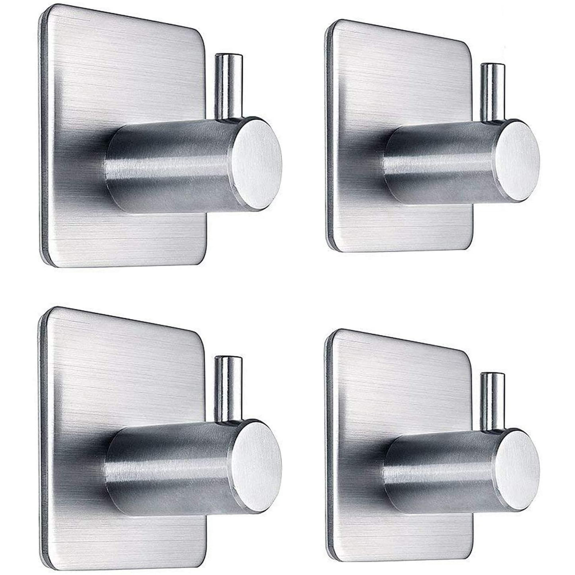 Chockeie Adhesive Hooks Heavy Duty Wall Hooks Waterproof Stainless Steel Hooks for Hanging Coat Towel Robe Hook Rack Wall Mount Bathroom and Bedroom 4 Packs JUN Walmart
