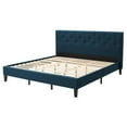 thumbnail image 3 of CorLiving Nova Ridge King Size Upholstered Platform Bed Frame with Tufted Headboard, No Box Spring Required, Ocean Blue, 3 of 12