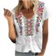 thumbnail image 1 of Moda mujer verano manga corta estampado floral con cuello en v camisetas casual blusa tops Fridja  hjk5077, 1 of 1