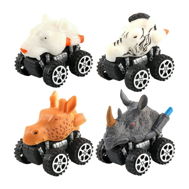 Xihbxyly Ofertas Flash de Hoy Ofertas Prime Coche de Dinosaurio para Niños con Tracción En Las 4 Ruedas, Acrobacias, Competición, 4 Piezas