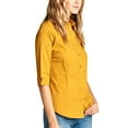 thumbnail image 2 of KOGMO Womens Classic Solid 3/4 Sleeve Button Down Blouse Dress Shirt, 2 of 4