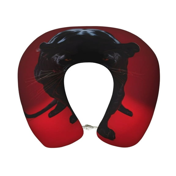 Disketp Black Panther Red Background Travel Pillow Memory Foam Neck Pillow Support Pillow for Camping, Sleeping Rest Cushion Airplane Pillow