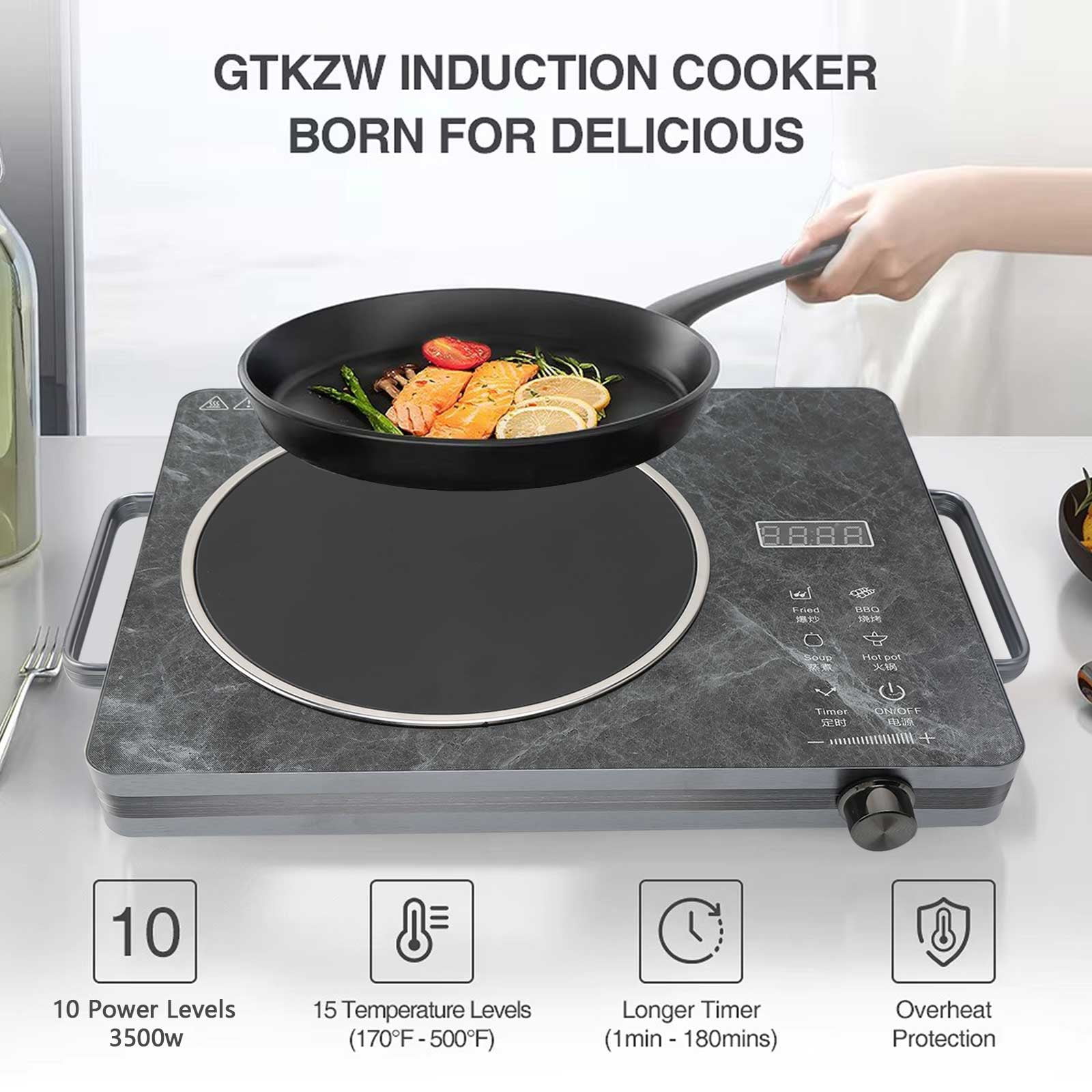 OhhGo Electric Ceramic Stove, 2200W Hot Plate Infrared Induction Cooker, Home Cooktop Cooking Furnace US 110V, Portable Cooker Cooktop Burner with 2 Handle, Black