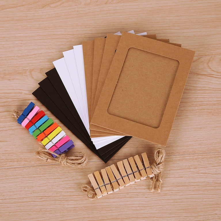 4x6 inch Photo Frame Paper Photo Frame with Wood Clips and Hemp