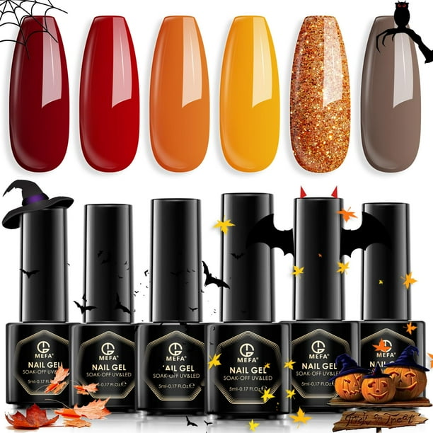 MEFA Juego de esmaltes de uñas de gel navideño, edición limitada, 6 colores burdeos, rojo, verde oscuro, purpurina en gel, esmalte de uñas para invierno, plata, oro, brillo, manicura, remojo, salón de
