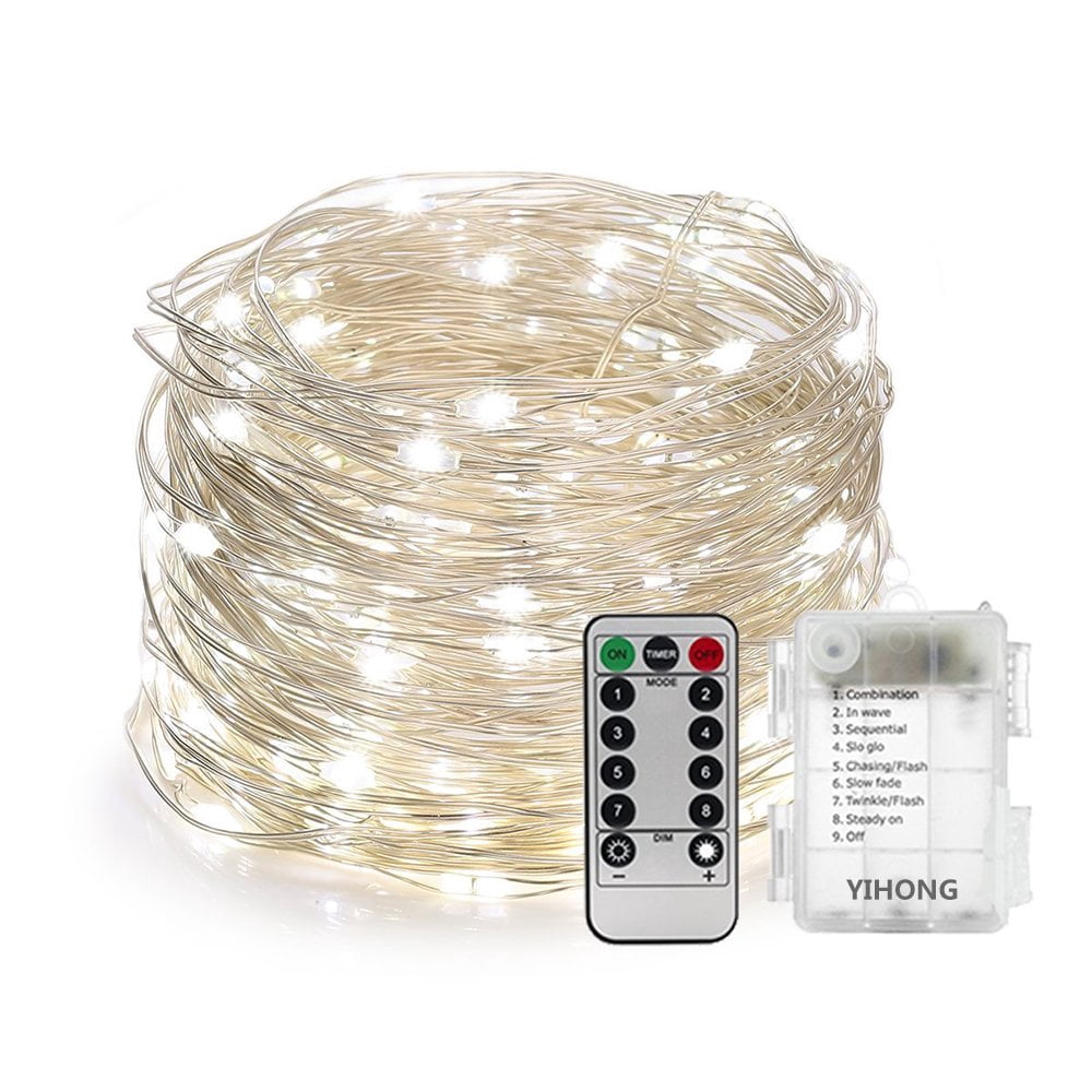 33 Feet 100 Led Fairy Lights Battery Operated With Remote Control Timer Waterproof Copper Wire