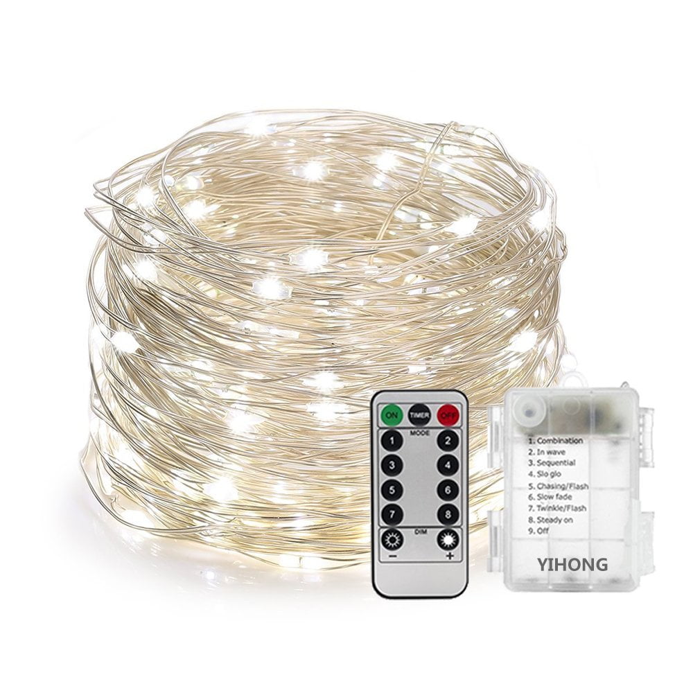 33 Feet 100 Led Fairy Lights Battery Operated with Remote Control Timer