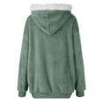 thumbnail image 5 of TQWQT Fleece Coats for Women, Winter Coat Fuzzy Fleece Jacket Hooded Colorblock Cardigan Coat Oversized Fluffy Sherpa Outerwear with Pockets Mint Green XXXXXL, 5 of 6