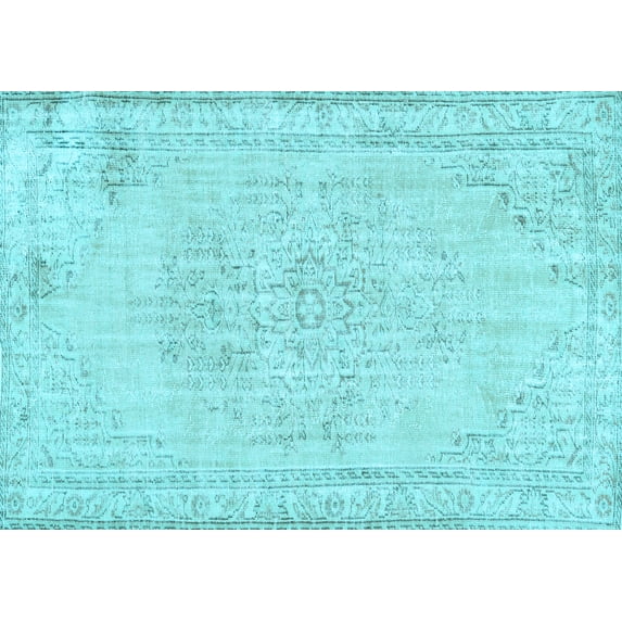 Ahgly Company Indoor Rectangle Abstract Light Blue Contemporary Area Rugs, 4' x 6'