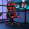 thumbnail image 3 of Gymax Gaming Chair Adjustable Swivel Computer Chair w/ LED Lights & Remote Red, 3 of 10