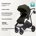 thumbnail image 6 of Mompush Wiz 2-in-1 Baby Stroller with Bassinet Mode, Reversible Seat and Large Canopy, Forest, 22.3LB, Unisex, 6 of 9