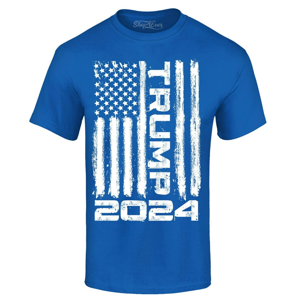 Shop4Ever Shop4Ever Men's Trump Flag 2024 Graphic Tshirt Large Royal