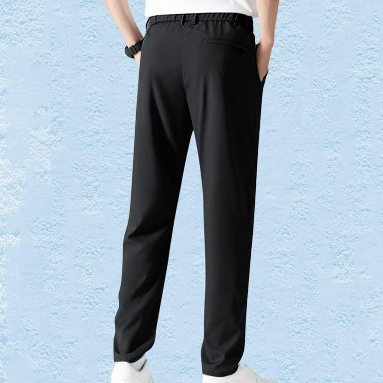 dry fit dress pants Raphael Men's Washable Flat Front Slim Fit Black Dress Pants, Black / 30 main image 1