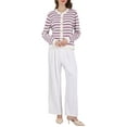 thumbnail image 2 of INSPIRE CHIC Women's Striped Cardigan Sweaters Casual Long Sleeve Ribbed Knit Jacket 2XL Purple, 2 of 4