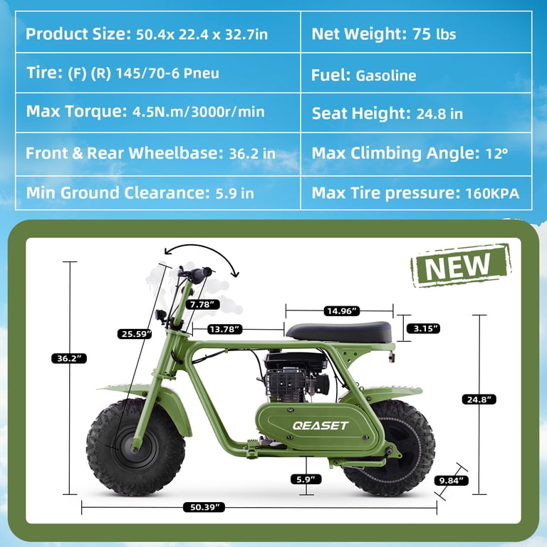Arshin 99cc Gas Powered Mini Dirt Bike,High-Performance Off-Road
