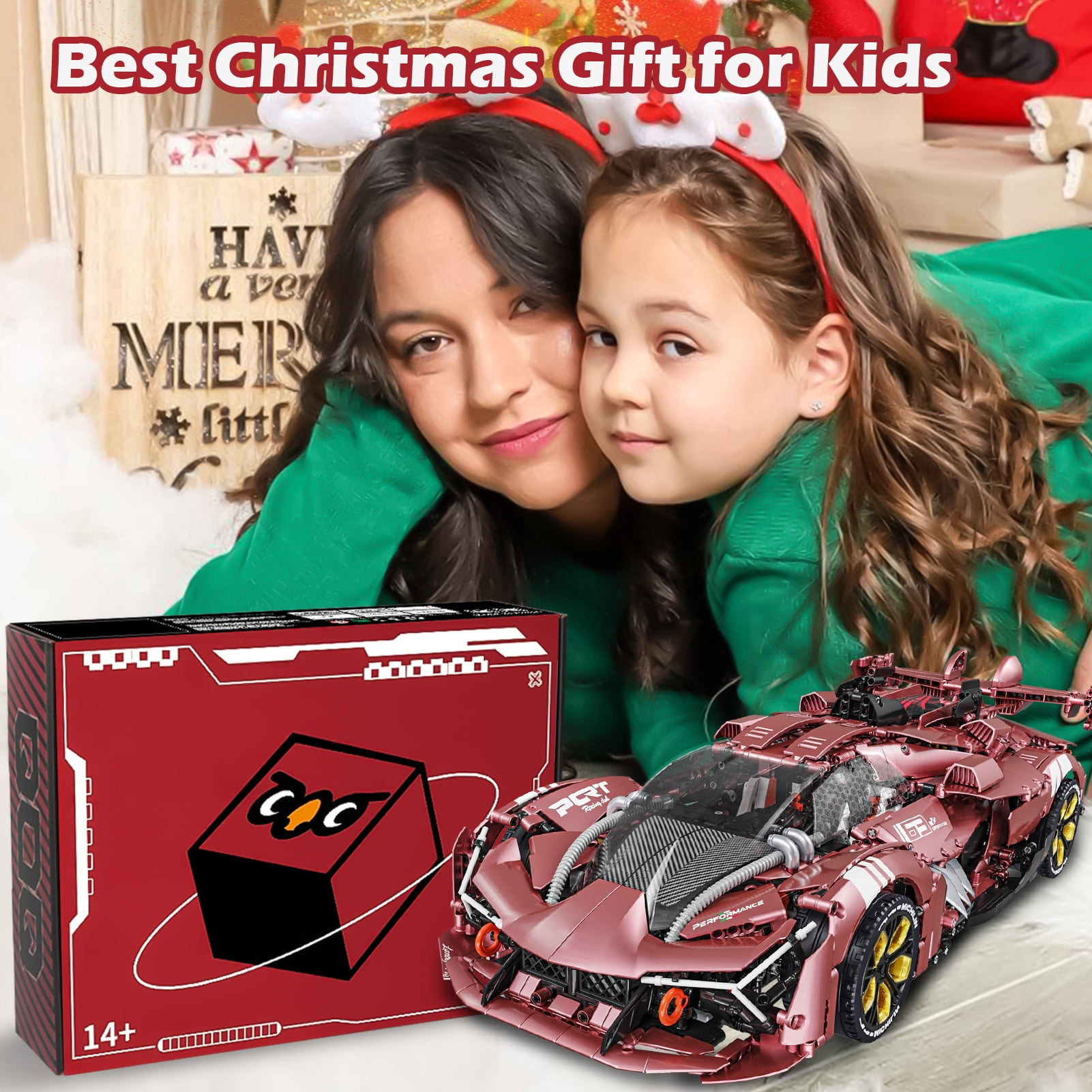 Q0Q Supercar Building Set - STEM Toy with Mechanical Structure, 2WD/4WD, Static Version no Power, 1:8 Scale，Gift for 8+ Car Enthusiasts(3466Pcs)