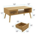 thumbnail image 4 of Mid Century Modern&nbsp;Coffee Table&nbsp;with Storage,&nbsp;Living Room Center Table with Slatted Panel Drawer, Fluted Wood Coffee Table with Open Shelf for Living Room, Oak, 4 of 8