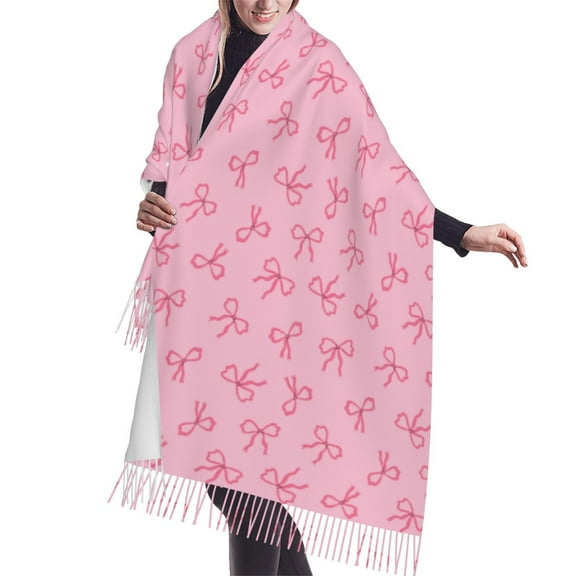 Shawl Wraps for Women - Pink Bows Oversized Fall Winter Fashion Blanket Scarf for Women