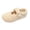 Beige, variant on Women's Thick Plush Slip On Mary Jane Mules, Shiny Metal Buckle Platform Slides, Round Toe Cozy Winter Daily Office Mules Beige