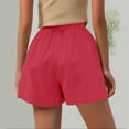 thumbnail image 4 of Women Shorts Casual Summer Solid Wide Leg Mid Thigh Shorts with Pocket Casual Beach Shorts Breathable Lightweight Home Wear Bermuda Shorts Women Red XXL, 4 of 5