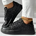 thumbnail image 2 of Dakaela Espadrilles de Mode à Paillettes pour Femmes, Basses, Plateforme, Strass, Chaussures de Marche et de Course, Noir, 9, 2 of 7