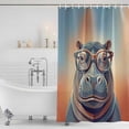 thumbnail image 4 of Sunglasses Hippo Bathroom Shower Curtains with Hooks, Vintage Funny Hippo Gradient Red Blue Texture Waterproof Fabric Washable Shower Curtain for Home Hotel Bathtub Decor 60x72 Inch, 4 of 9