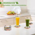 thumbnail image 6 of Yayeee 6 PCS Drink Coasters with Holder Set Woven Absorbent Round Tabletop Hot Pad, Floral Patterns, 6 of 7