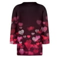 thumbnail image 5 of Fgvctg Valentine's Day Women's Tops Casual Crewneck 3/4 Length Sleeve Top Loose Date Night Pullover Shirts Soft Cute Love Heart Print Half Sleeve Blouse Purple Pink XL, 5 of 5
