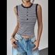 thumbnail image 5 of Camisetas Sin Mangas de Punto Acanalado A Rayas para Mujer, Camisetas Informales de Verano Ajustadas Sin Mangas para Uso Diario. Azul Marino M, 5 of 10