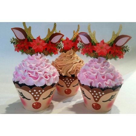 Christmas Jaffa Cakes Christmas Reindeer Cupcakes Girls & Boy Fake Cake Set of 3 Dezicakes ()