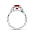 thumbnail image 2 of ANGARA 3 Stone Lab Grown 3.3 Ct Ruby & Trillion Diamond Engagement Ring for Women in 14K White Gold (Size-10x8mm) | July Birthstone, Anniversary, Jewelry Gift for Women | Lab-Grown Ruby Ring, 2 of 7