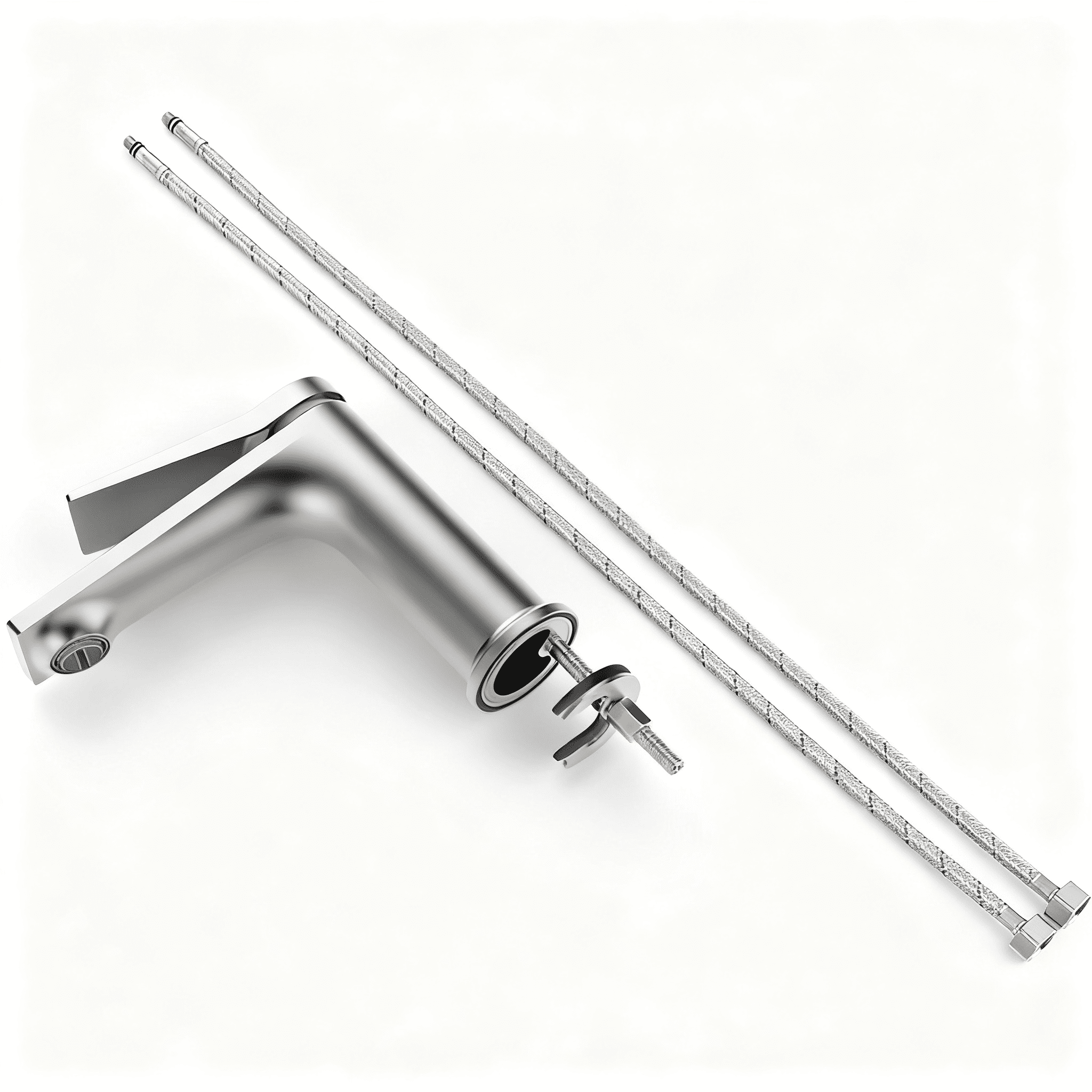 Gun Gray Single Hole Bathroom Faucet,Laundry Vanity Sink Faucet with Two 3/8" Hoses
