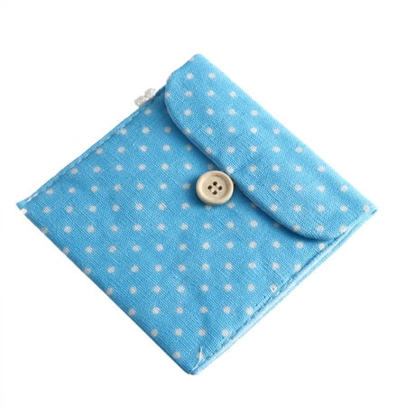 

NUOLUX Women Girls Linen Sanitary Napkins Organizer Polka Dot Menstrual Pouch Holder Case Secret Pouch (Blue)