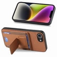 thumbnail image 2 of Case for iPhone 16e Back Wallet Case, Carbon Fiber PU Leather Case with Card Holder Slots Hidden Stand Protective Phone Cover Compatible for iPhone 16e, Brown, 2 of 10