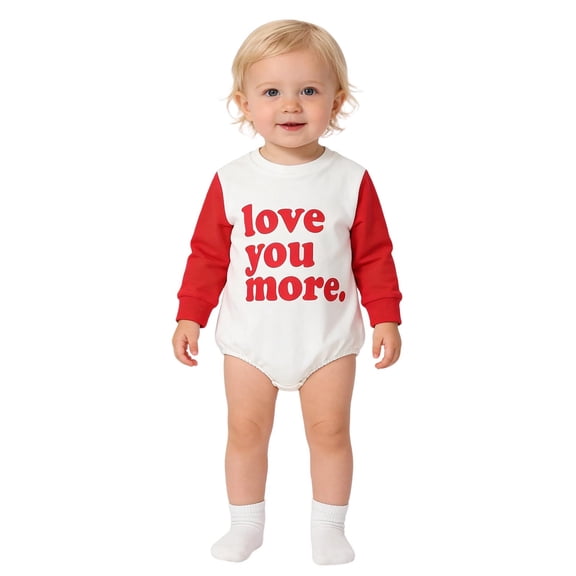 JAJAHO Newborn Romper Baby Bodysuits Infant Boys Girls Letter Print Long Sleeve Soft Bodysuit Valentine's Day Cute One-Pieces