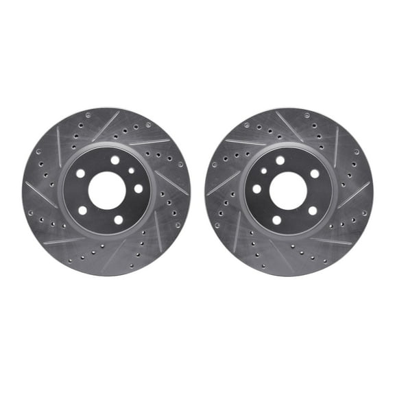 Dynamic Friction Company Front Brake Rotors-Drilled and Slotted-Silver 7002-54142