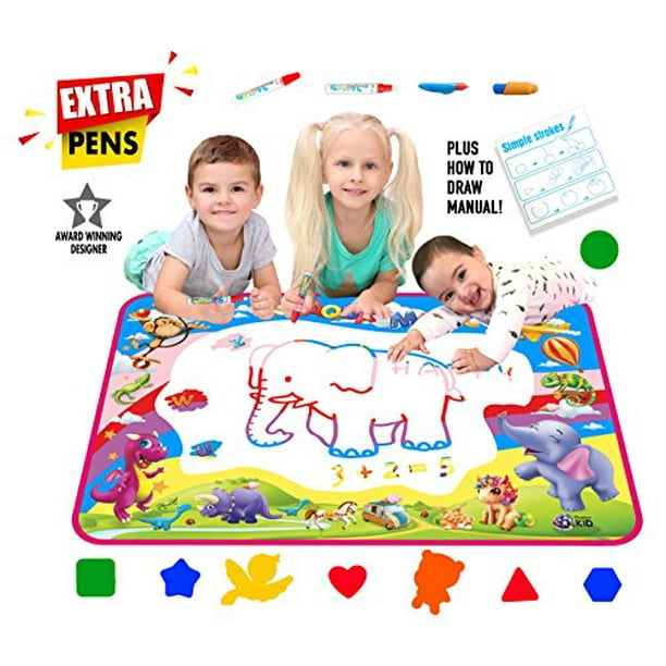 Picasso Kid Aqua Magic Doodle Mat Extra Large Xl Aquadoodle 5 Color Water Painting Drawing Kit Travel Accessories 34 X 22 5 Walmart Com Walmart Com