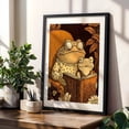 thumbnail image 4 of Funny cartoon of an old frog reading a book - Digital Art Whimsical Animal Woodland Fantasy Floral Vintage Black Framed Wall Art Print 16 x 24 inches, 4 of 8