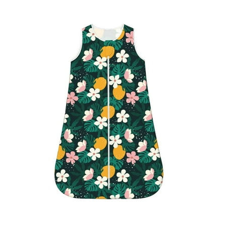 

Fotbe Tropical Fruit Pattern Sleep Sack - Baby Wearable Blanket with Zipper Extra Soft Cotton Sleeveless Sleeping Bag for Infants-Small
