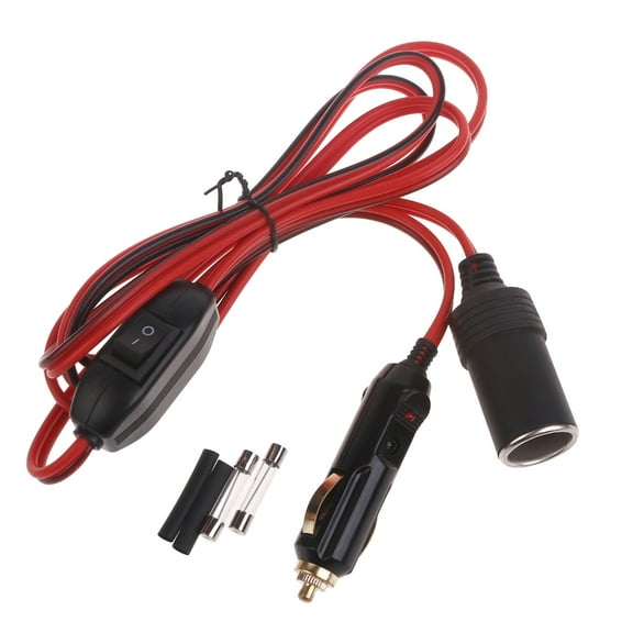lanema 12V 24V Car Cigarette Lighter Socket Extension Cord with Switches Male Plug To Female Socket Extension Cable 360W