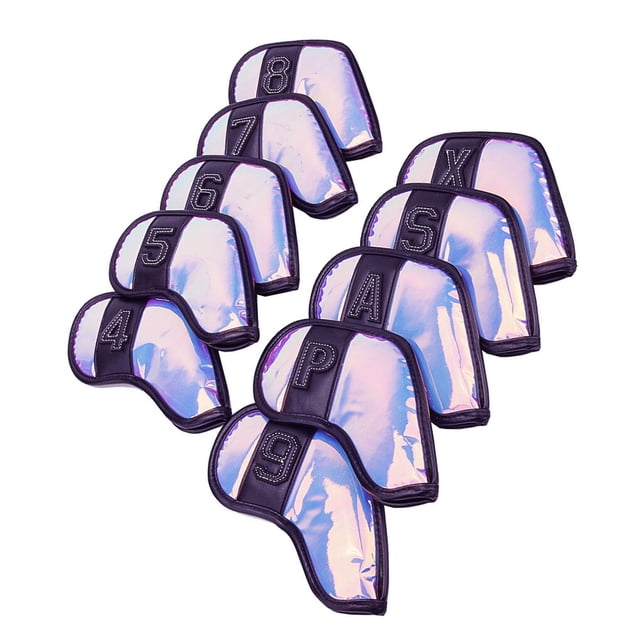 10 Pcs Couvre-Chefs de Club avec Numéros, Couvre-Chefs de Golf Brodés, Violet