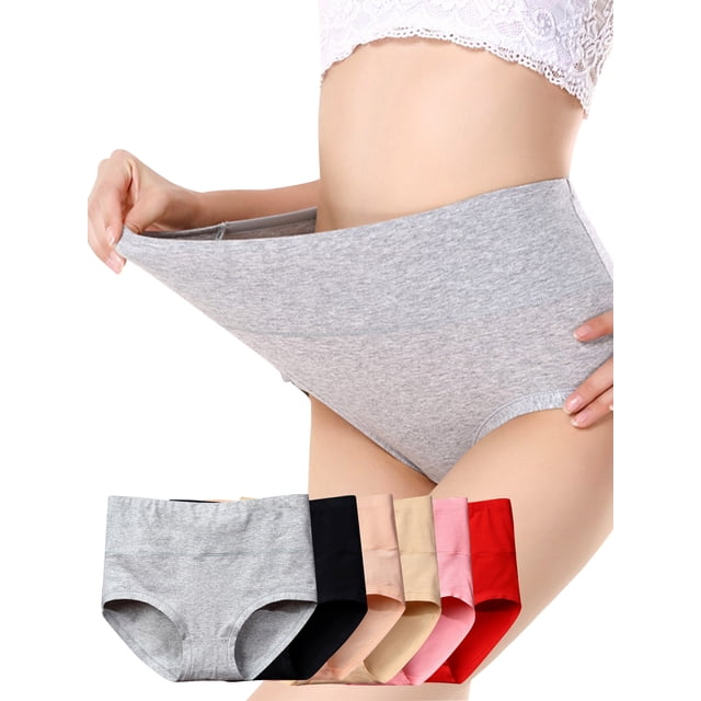 Sonducket Ropa interior de mujer Bragas de algodón de cintura alta Chica Embarazada Calzoncillos elásticos de color sólido, Rojo, L Prendas para la parte inferior del cuerpo Gris XXL