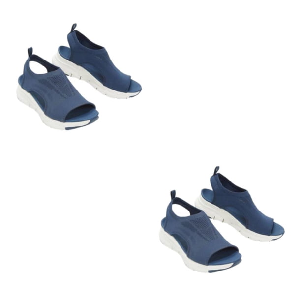 Sonducket Sandalias cómodas para mujer, zapatos duraderos y elegantes para el estilo de verano diario, sandalias informales con cuña azul 39 azul treinta y nueve 2Conjunto